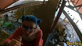 Carnal knowledge Secondary to The Bridge With A Cute Schoolgirl In Glasses She Loves To Realize Cum On Her Face